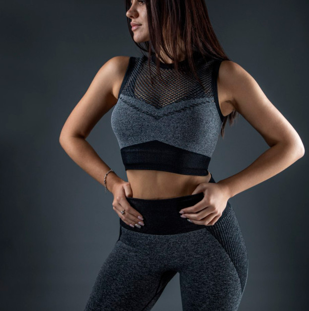 Топ Спортивний Чорно Сірий