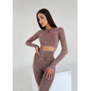 Комплект Легінси з Push-Up Ефектом + Рашгард Коричневий