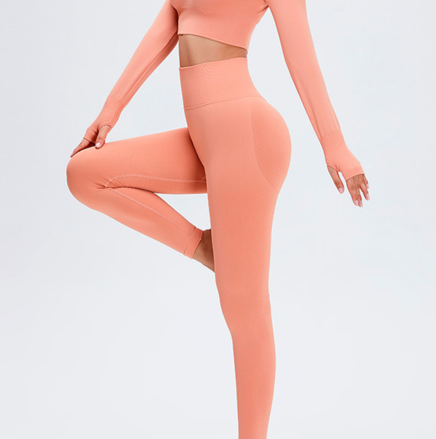 Комплект Легінси з Push-Up Ефектом + Рашгард Персиковий