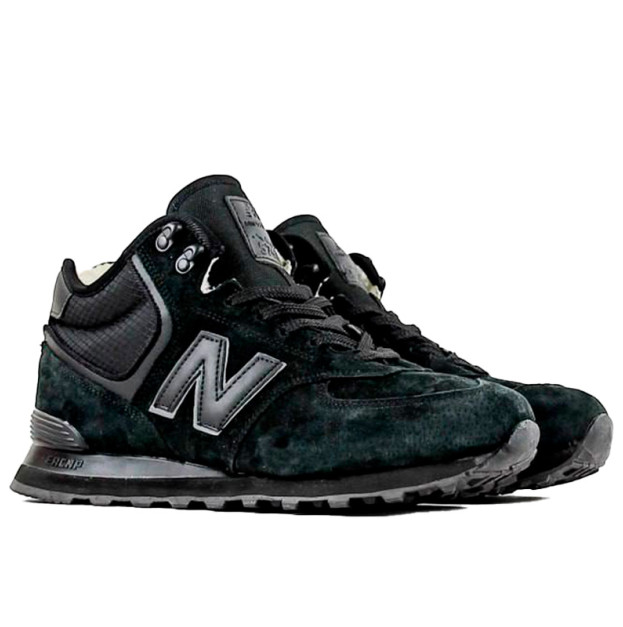 New Balance 574 Black Suede Winter С МЕХОМ