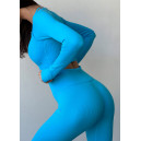 Легінси Голубі в Рубчик з Push-Up Ефектом