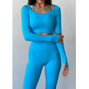 Легінси Голубі в Рубчик з Push-Up Ефектом