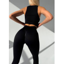 Комплект Легінси з Push-Up Ефектом + Топ в Рубчик Чорний