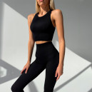 Комплект Легінси з Push-Up Ефектом + Топ в Рубчик Чорний