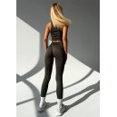 Комплект Легінси з Push-Up Ефектом + Топ в Рубчик Темно Зелений