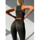 Комплект Легінси з Push-Up Ефектом + Топ в Рубчик Темно Зелений