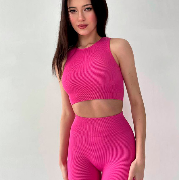 Легінси Рожеві в Рубчик