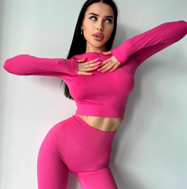 Легінси Рожеві в Рубчик з Push-Up Ефектом