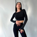 Кроп Топ з Довгим Рукавом Чорний