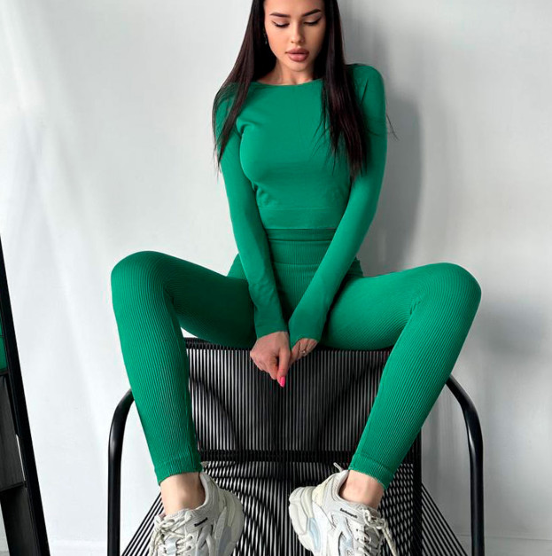 Кроп Топ з Довгим Рукавом Зелений