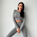 Кроп Топ з Довгим Рукавом Сірий