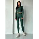 Кроп Топ з Довгим Рукавом Темно Зелений