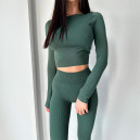 Кроп Топ з Довгим Рукавом Темно Зелений