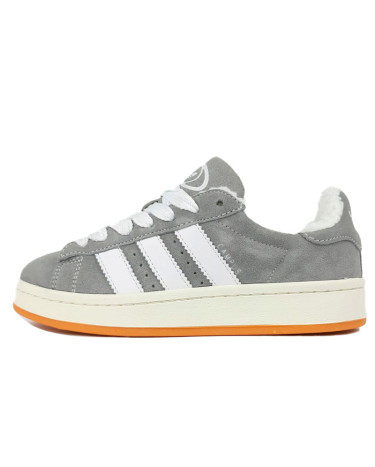 Adidas Campus Light Grey White Winter С МЕХОМ