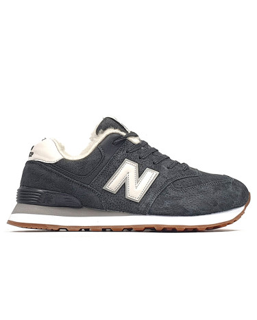 New Balance 574 Grey White Winter С МЕХОМ