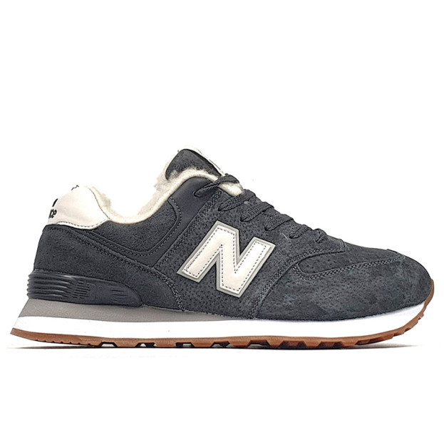 New Balance 574 Grey White Winter С МЕХОМ
