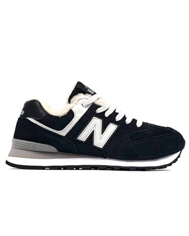 New Balance 574 White Black Winter С МЕХОМ