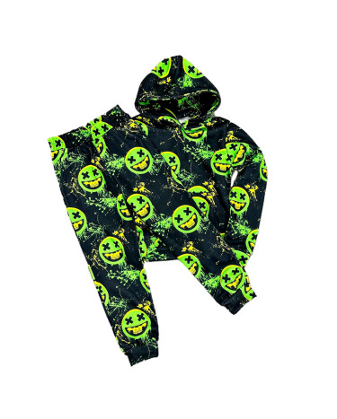 Дитячий костюм з флісом зелений смайлик