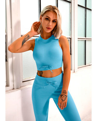 Топ Спортивний Голубий в Рубчик