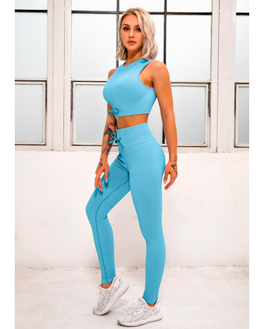 Легінси Голубі в Рубчик з Push-Up Ефектом