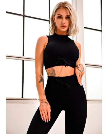 Топ Спортивний Чорний в Рубчик