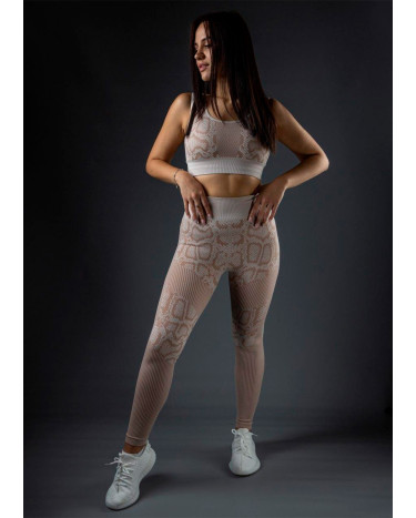 Комплект Легінси + Спортивний Топ Бежевий