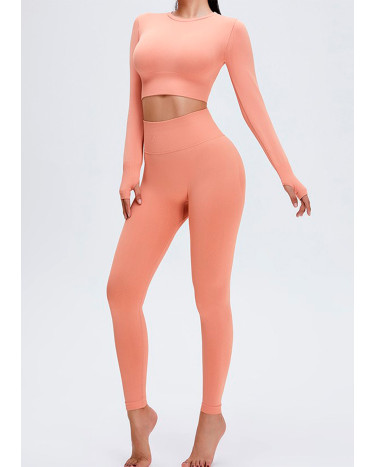 Комплект Легінси з Push-Up Ефектом + Рашгард Персиковий