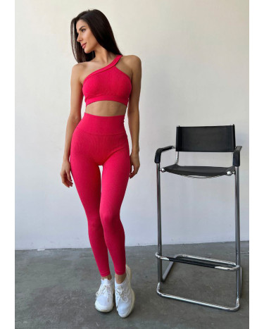 Легінси Червоні в Рубчик з Push-Up Ефектом