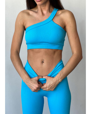 Топ Спортивний Голубий в Рубчик