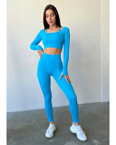 Легінси Голубі в Рубчик з Push-Up Ефектом