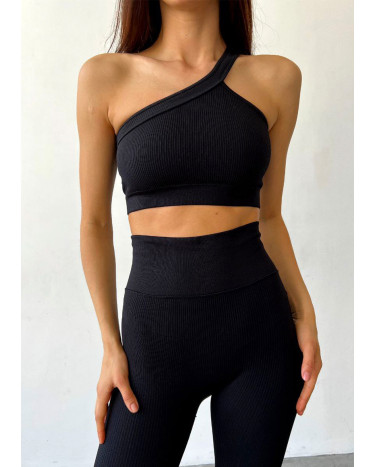 Топ Спортивний Чорний в Рубчик