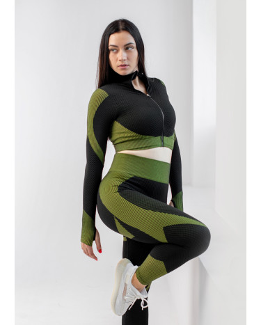 Рашгард на Блискавці Чорно Зелений з Візерунком