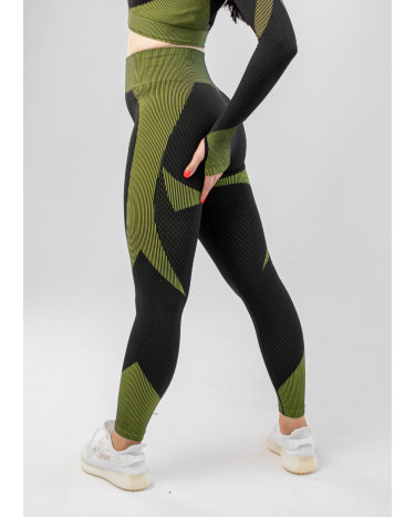 Легінси Чорно Зелені з Візерунком