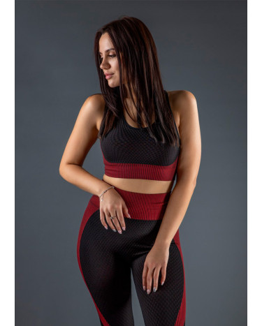 Топ Спортивний Чорно Бордовий з Візерунком