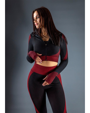 Рашгард на Блискавці Чорно Бордовий з Візерунком