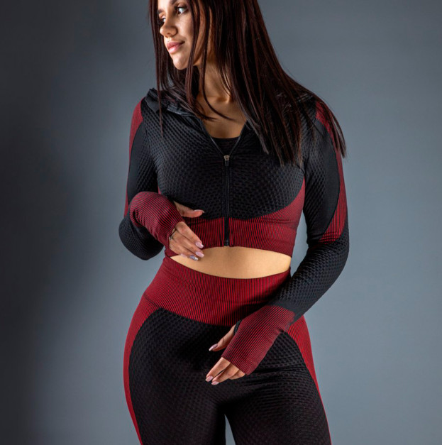 Рашгард на Блискавці Чорно Бордовий з Візерунком