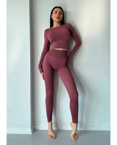 Легінси Марун в Рубчик з Push-Up Ефектом