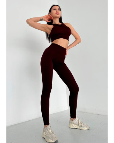 Легінси Темно Бордові в Рубчик з Push-Up Ефектом