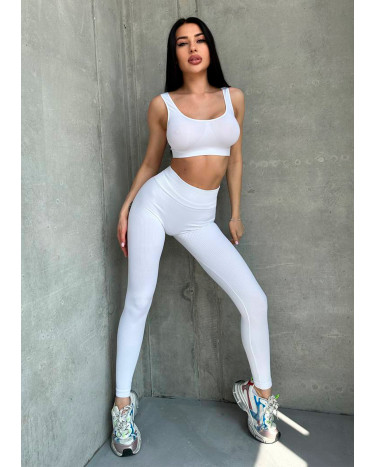 Легінси Білі в Рубчик з Push-Up Ефектом