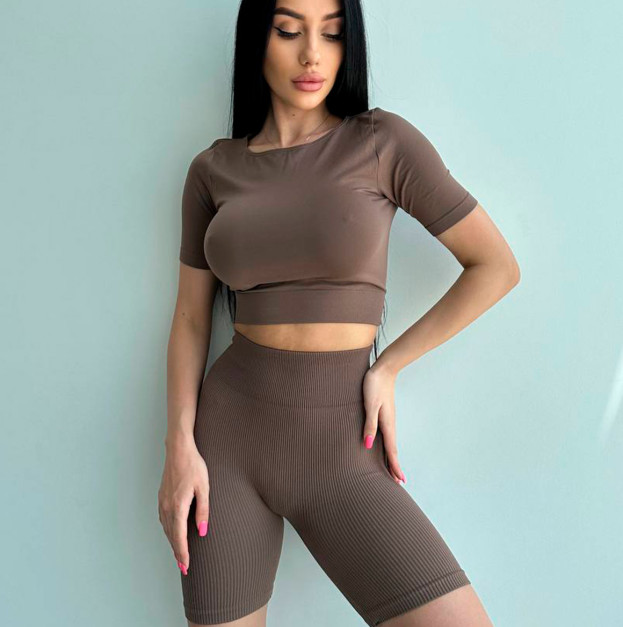 Велосипедки Коричневі в Рубчик