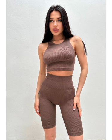 Топ Спортивний Коричневий в Рубчик