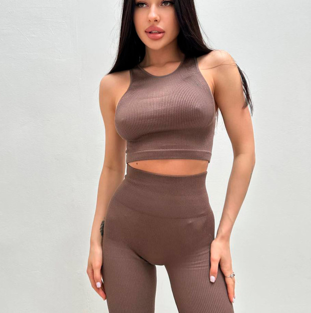 Топ Спортивний Коричневий в Рубчик