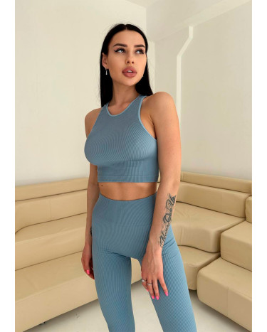 Топ Спортивний Голубий в Рубчик