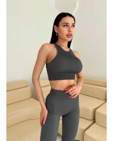 Топ Спортивний Сірий в Рубчик