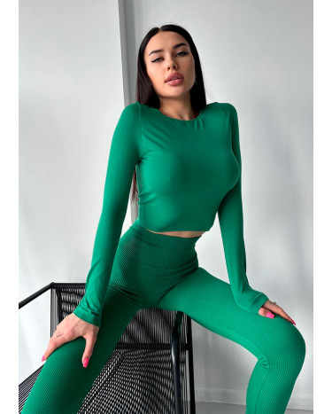 Кроп Топ з Довгим Рукавом Зелений