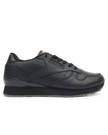Reebok Classic Leather Black Grey З ФЛІСОМ