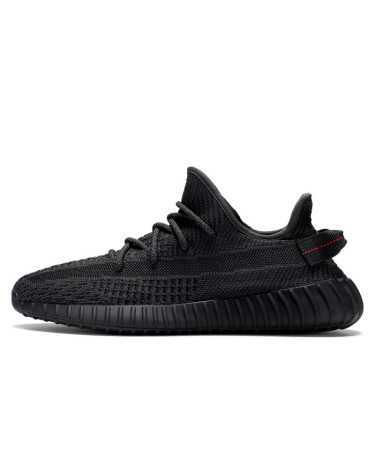 Adidas Yeezy 350 boost V2 Static Black (Шнурки с рефлективом Reflective Laces) FU9006