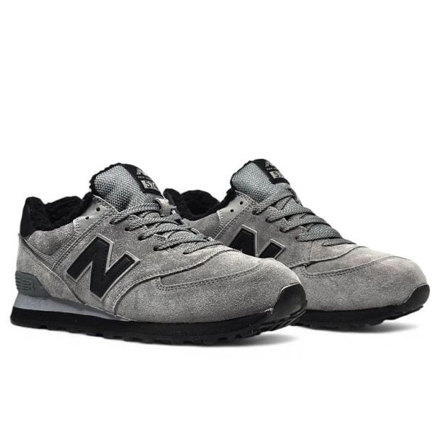 New Balance 574 Grey Black Two С МЕХОМ